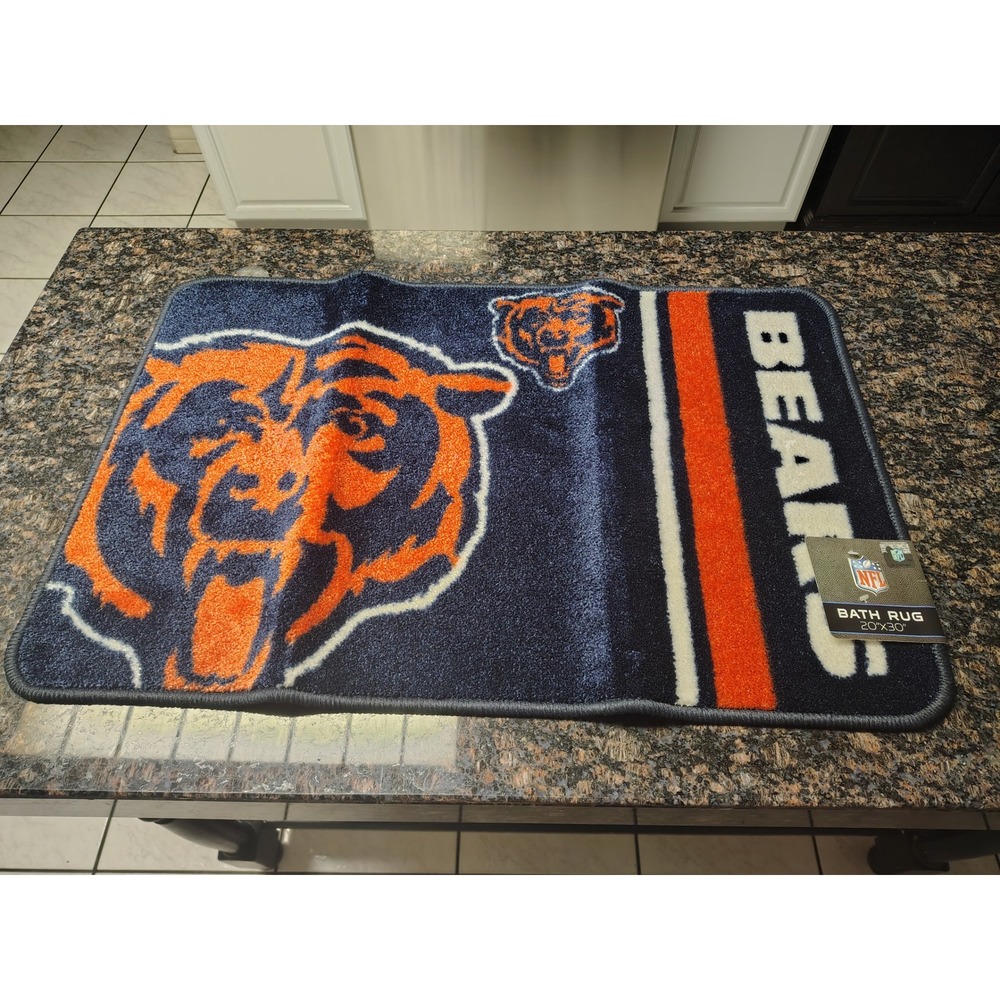 Chicago Bears NFL Bath Rug 20x30 Navy Blue Orange Logo The Northwest Company NEW